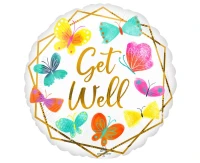 Balon foliowy 18" SHP -  Get well white & gold KK