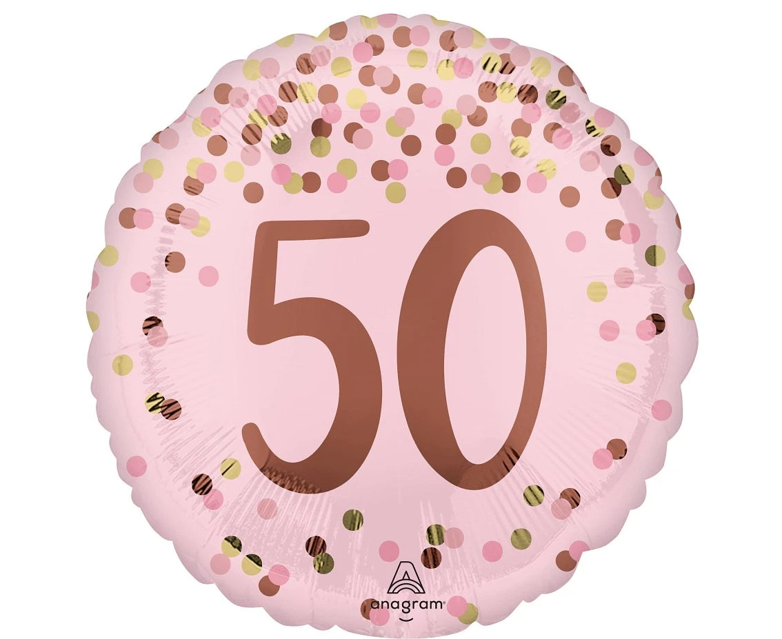 Balon foliowy 18" Pretty pink 50th birthday KK