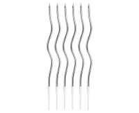 Świeczki B&C Świderki, metaliczne srebrne, 16 cm, 6 szt. KK