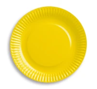 Talerzyki pap. jednokolorowe żółte 012C, 18 cm, 6 szt.
