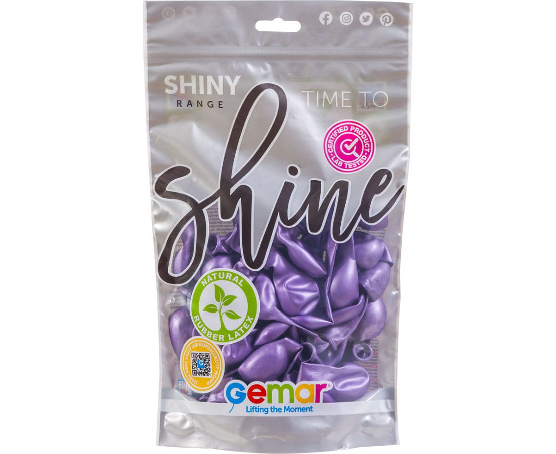 Balony Gemar 5", shiny fioletowe, 100szt.